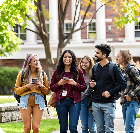 Students walking together on campus